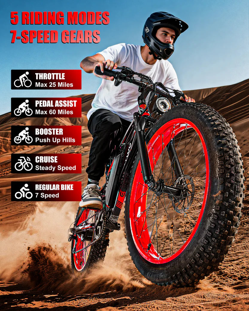 EOEOTWO E01 26" Fat Tire 1500W Electric Bike
