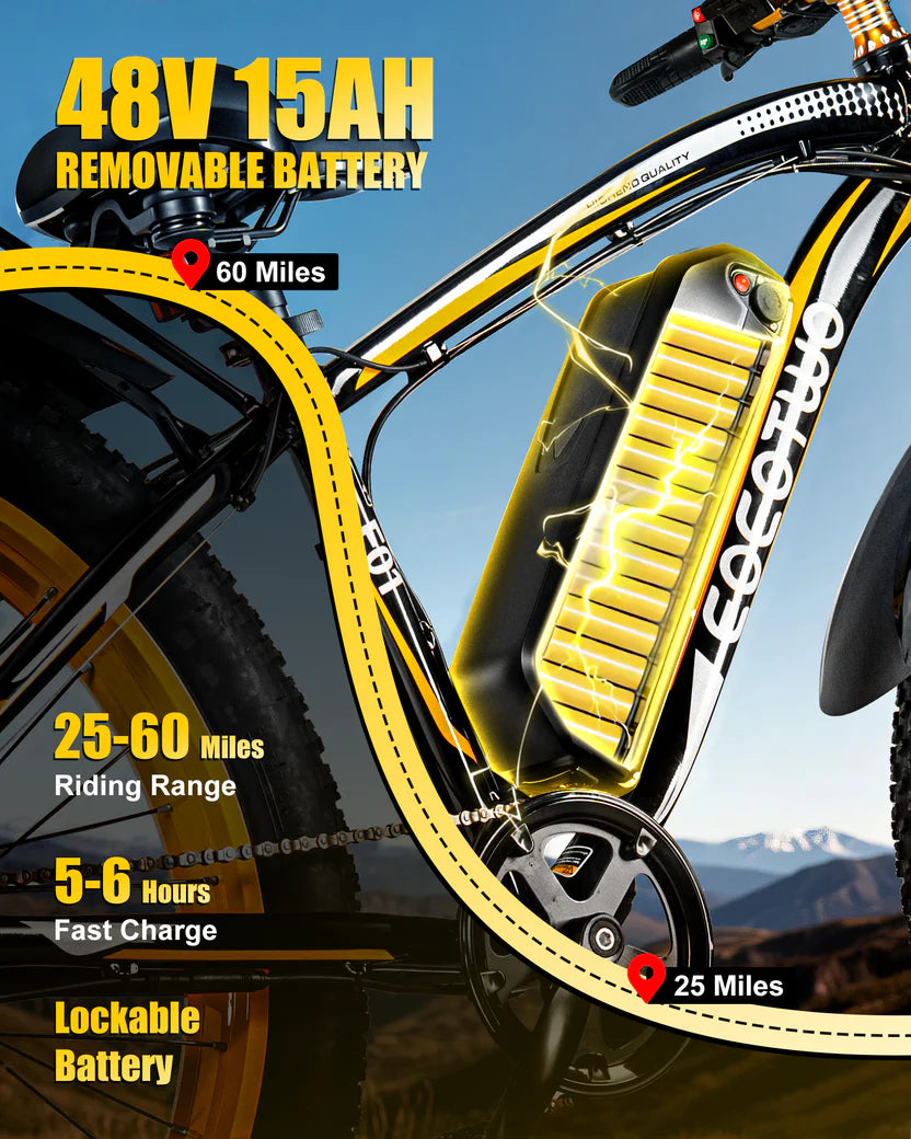 EOEOTWO E01 26" Fat Tire 1500W Electric Bike