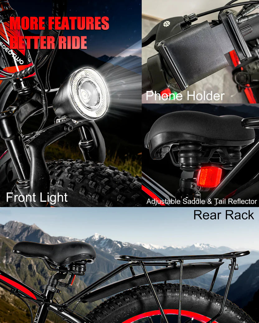 EOEOTWO E01 26" Fat Tire 1500W Electric Bike