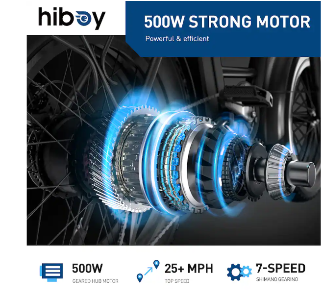 HiBoy - EX6 Electric Bike w/ 75 mi Max Operating Range & 25 mph Max Speed - Black