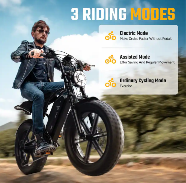 TST GRP - 20" Peak 1500W Full Suspension Moped-style Electric Bike, 48V/15Ah - Black