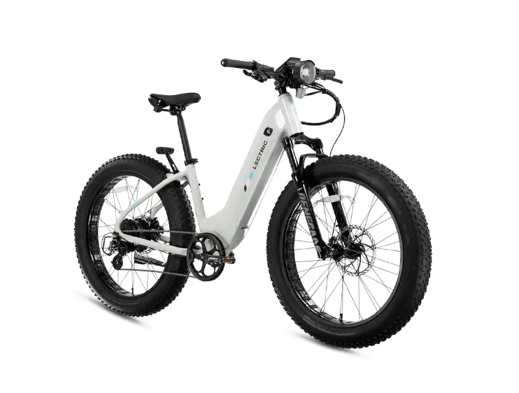 Lectric eBikes - XPeak2 Step-Thru eBike (Max 60mi/28mph) + Rear Rack/Fenders/Elite Headlight/Suspension Seat Post - 70 - Stratus White