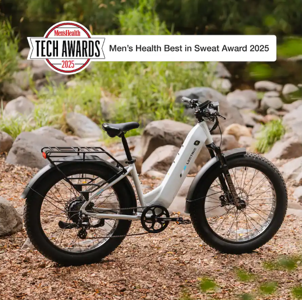 Lectric eBikes - XPeak2 Step-Thru eBike (Max 60mi/28mph) + Rear Rack/Fenders/Elite Headlight/Suspension Seat Post - 70 - Stratus White